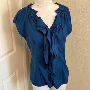 Express Teal Blue Ruffled Blouse S